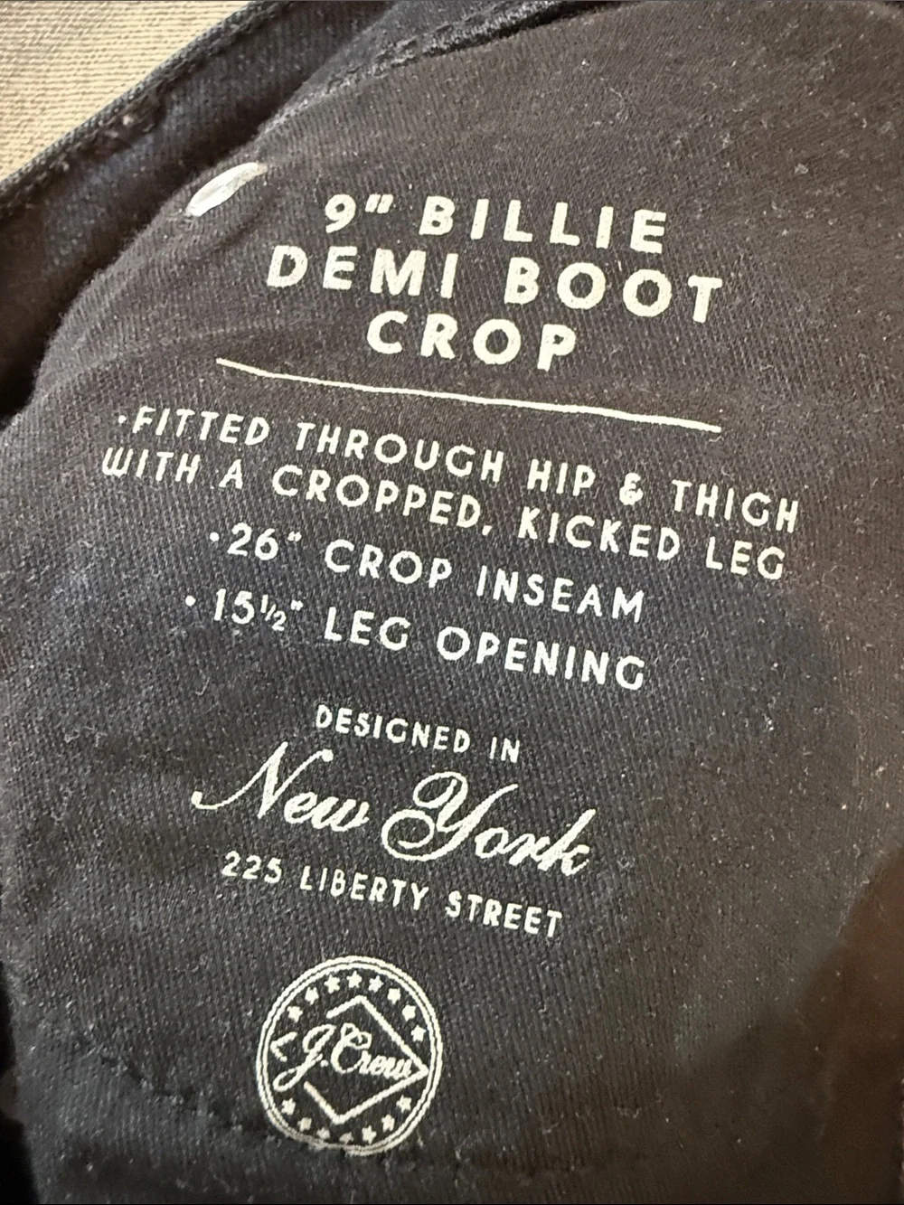 J Crew Billie Crop Black Washed  Button-Fly Jeans with Raw Hem Size 28
